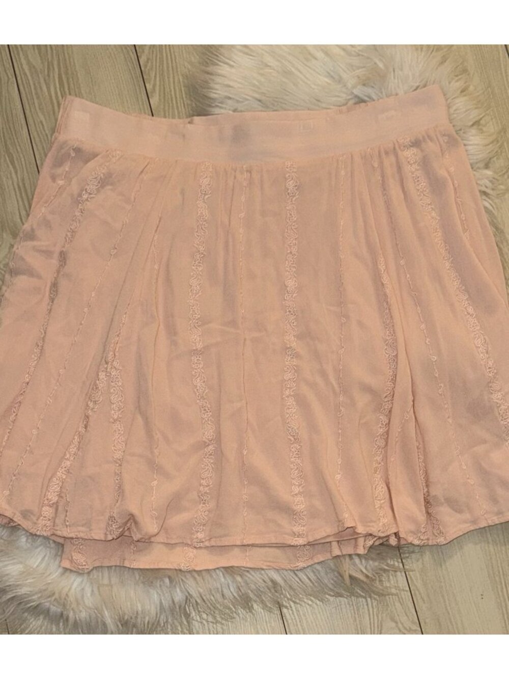 Torrid Flowy Skirt Embroidered Floral Lined Knee Length Womens Size 1 1X Pink - Picture 2 of 6